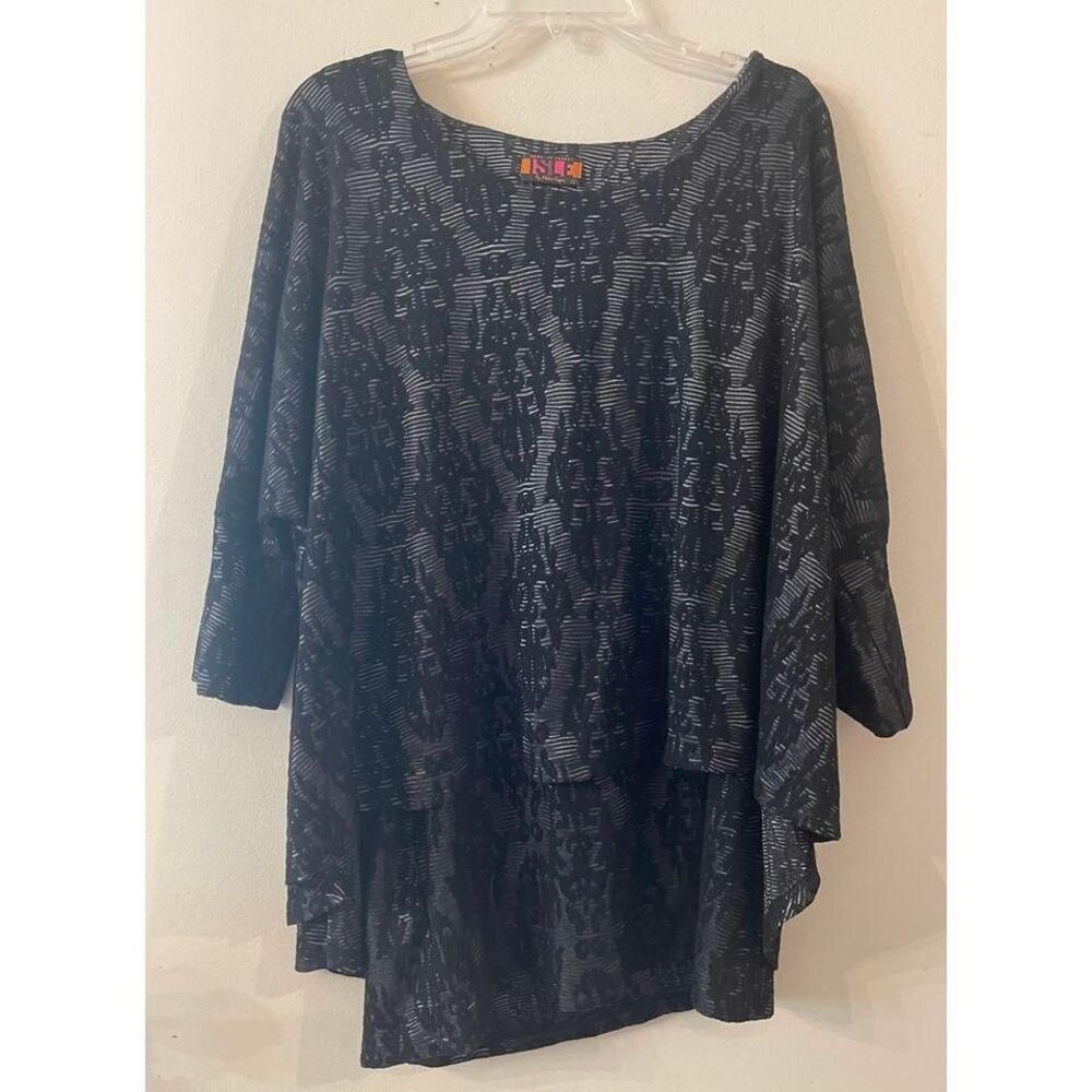 ISLE‎ by Melis Kozan Patterned Batwing Sleeve Top Elegant Boho Chic XL